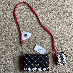 Black, White, and Red Betsey Johnson Crossbody Purse (Luv Betsey)